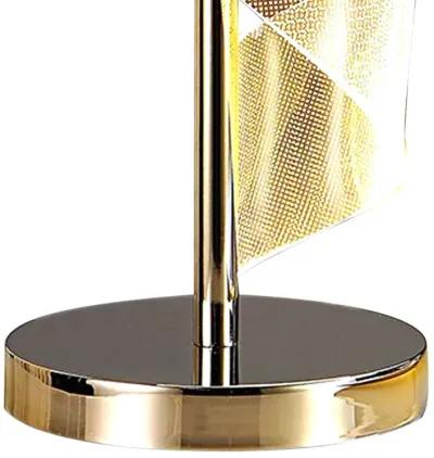 Melly 19 Inch Table Lamp, LED Swirl Ribbon Design, Acrylic, Bright Nickel-Benzara