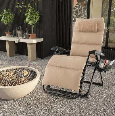 Adjustable Metal Zero Gravity Lounge Chair with Removable Cushion and Cup Holder Tray