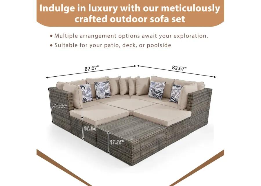 Merax 8-piece Outdoor Wicker Sofa Lounger Set