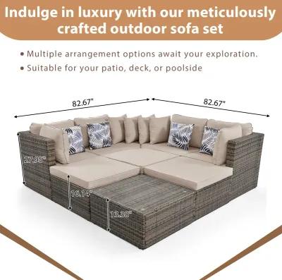 Merax 8-piece Outdoor Wicker Sofa Lounger Set