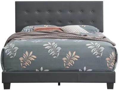 Caldwell Dark Grey Faux Leather Button Tufted Queen Panel Bed