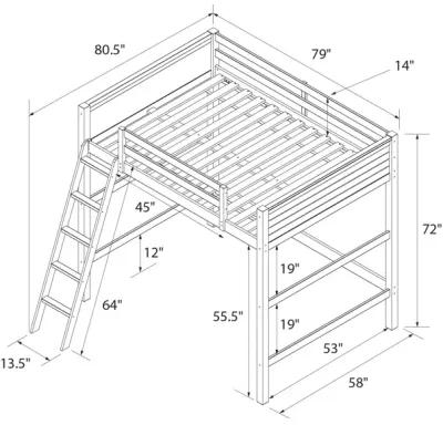 DHP Carlson Full Size Wooden Loft Bed with Ladder and Safety Railings