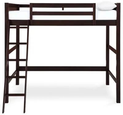 DHP Carlson Full Size Wooden Loft Bed with Ladder and Safety Railings