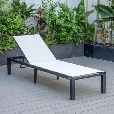 LeisureMod Marlin Patio Chaise Lounge Chair With Black Aluminum Frame