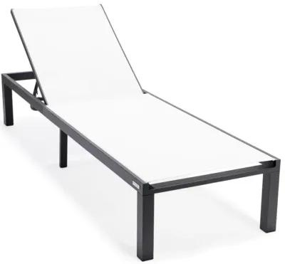 LeisureMod Marlin Patio Chaise Lounge Chair With Black Aluminum Frame