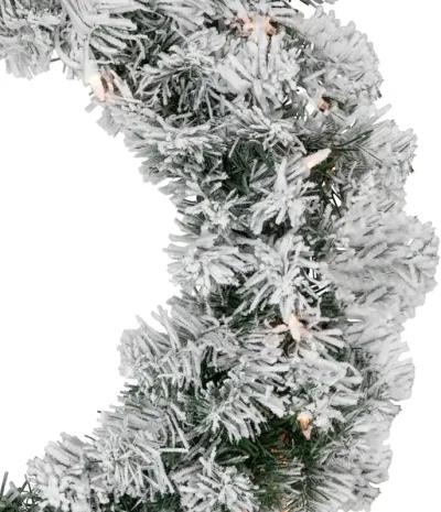 Pre-lit Heavily Flocked Madison Pine Artificial Christmas Wreath  24-Inch  Clear Lights