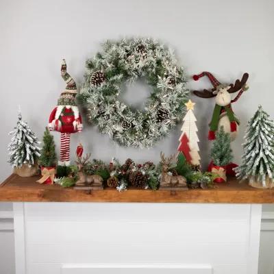 Pre-lit Heavily Flocked Madison Pine Artificial Christmas Wreath  24-Inch  Clear Lights