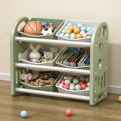 Multi-functional Kids Toy Organizer 6 Bins, Safe Materials, Large Capacity