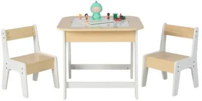 Hivvago Kid's Table and Chairs Set with Double-sized Tabletop-Natural