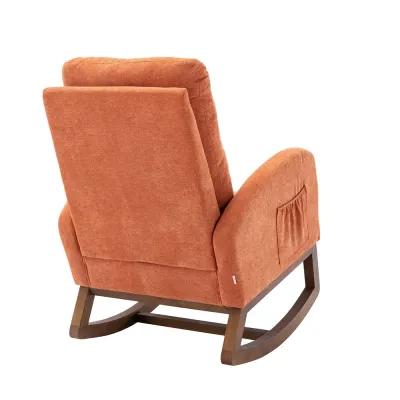 MONDAWE Rocking Chair, Modern Recliner Armchair with Wood Legs and Side Pocket, Nursery Rocking Accent Chair with High Back for Living Room Bedroom