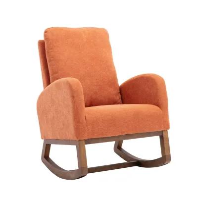 MONDAWE Rocking Chair, Modern Recliner Armchair with Wood Legs and Side Pocket, Nursery Rocking Accent Chair with High Back for Living Room Bedroom