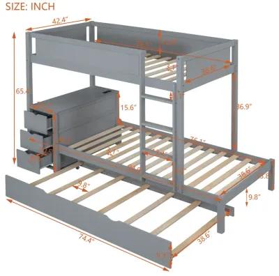 Merax  Bunk Bed with Trundle and Desk