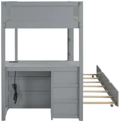 Merax  Bunk Bed with Trundle and Desk