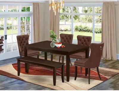 6 Piece Dining Room Set Consists of a Rectangle Solid Wood Table