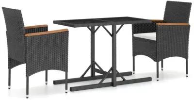 vidaXL 3 Piece Garden Dining Set Black