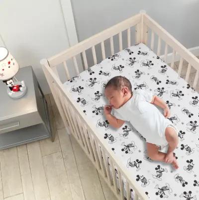 Lambs & Ivy Magical Mickey Mouse Cotton Fitted Crib Sheet - White, Disney