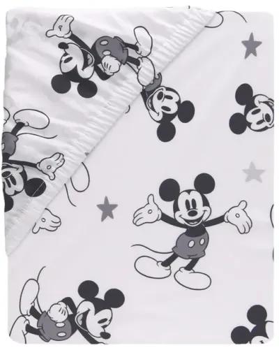 Lambs & Ivy Magical Mickey Mouse Cotton Fitted Crib Sheet - White, Disney