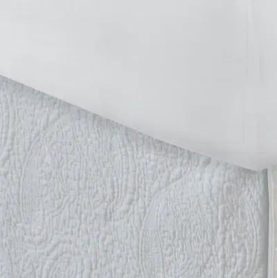 Muka Paisley Quilted Twin Bed Skirt, Cotton Drop, Polyester Platform, Ivory - Benzara