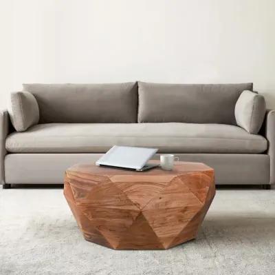 33 Inch Diamond Shape Acacia Wood Coffee Table With Smooth Top, Dark Brown-Benzara