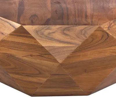 33 Inch Diamond Shape Acacia Wood Coffee Table With Smooth Top, Dark Brown-Benzara