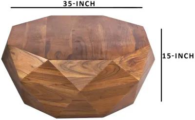 33 Inch Diamond Shape Acacia Wood Coffee Table With Smooth Top, Dark Brown-Benzara