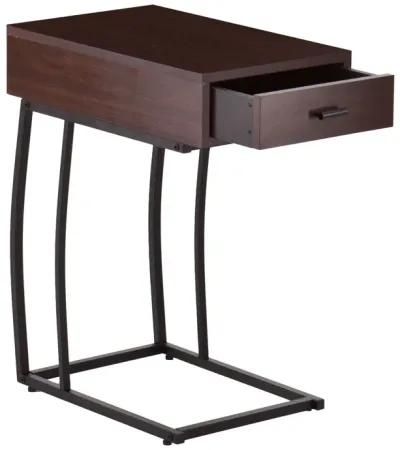 Homezia 23" Brown Manufactured Wood And Iron Rectangular End Table With Drawer