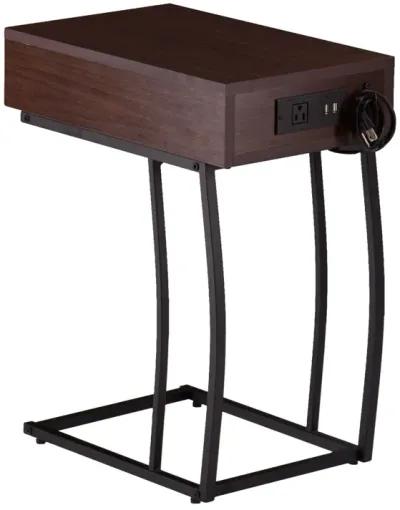 Homezia 23" Brown Manufactured Wood And Iron Rectangular End Table With Drawer