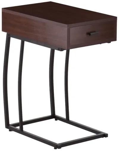 Homezia 23" Brown Manufactured Wood And Iron Rectangular End Table With Drawer