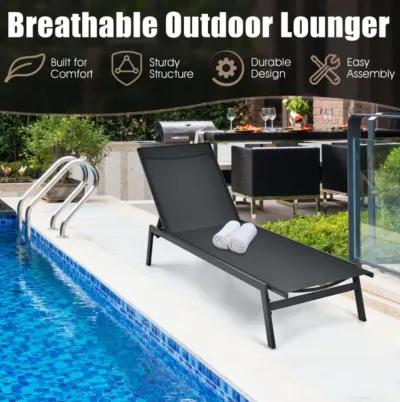 Hivvago Outdoor Reclining Chaise Lounge Chair with 6-Position Adjustable Back