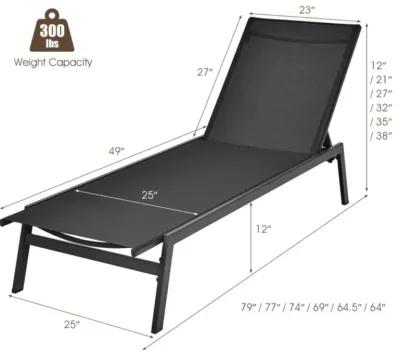 Hivvago Outdoor Reclining Chaise Lounge Chair with 6-Position Adjustable Back