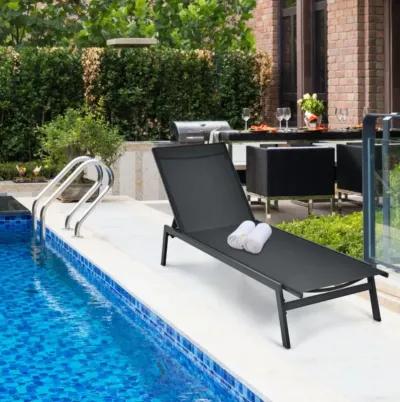 Hivvago Outdoor Reclining Chaise Lounge Chair with 6-Position Adjustable Back