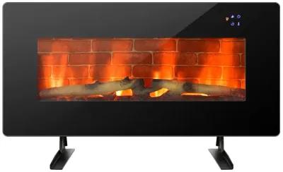 36 Inch Electric Wall Mounted Freestanding Fireplace with Remote Control-Black