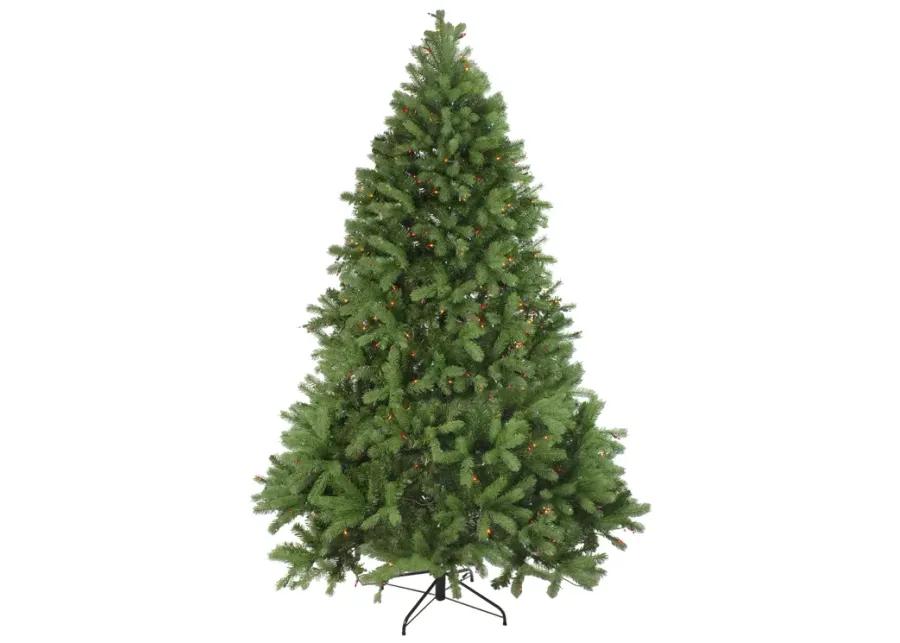 6.5' Pre-Lit Noble Fir Full Artificial Christmas Tree - Multi-Color Lights