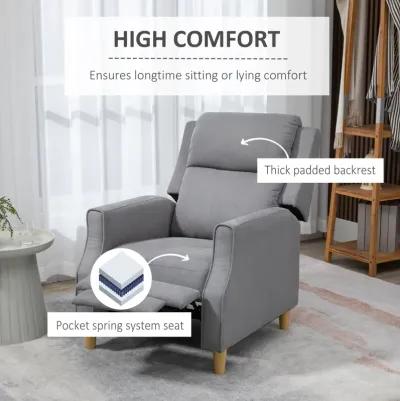 Grey Living Room Relaxation: Manual Recliner Chair with Thick Cushion