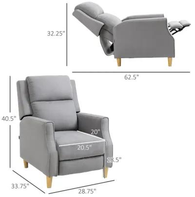 Grey Living Room Relaxation: Manual Recliner Chair with Thick Cushion