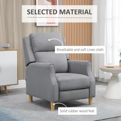 Grey Living Room Relaxation: Manual Recliner Chair with Thick Cushion