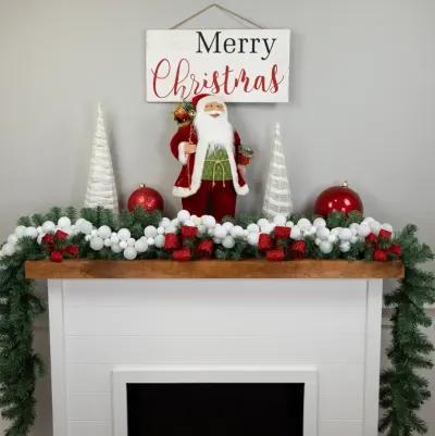 6' White 3-Finish Shatterproof Ball Christmas Garland