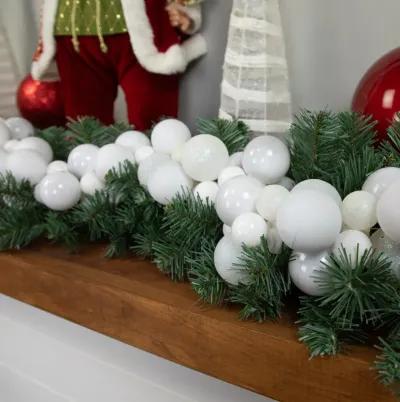 6' White 3-Finish Shatterproof Ball Christmas Garland