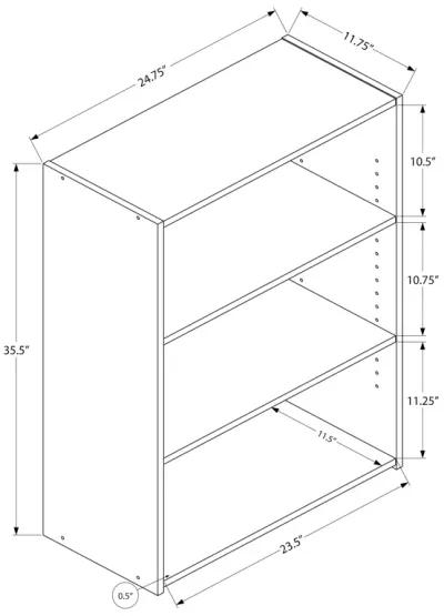 Monarch Specialties I 7478 Bookshelf, Bookcase, 4 Tier, 36"H, Office, Bedroom, Laminate, Grey, Transitional