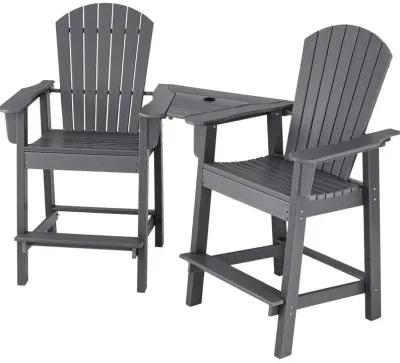 2 Pieces HDPE Tall Adirondack Chair with Middle Connecting Tray