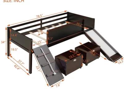 Merax Loft Bed with 2 Storage Boxes