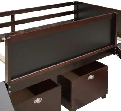 Merax Loft Bed with 2 Storage Boxes