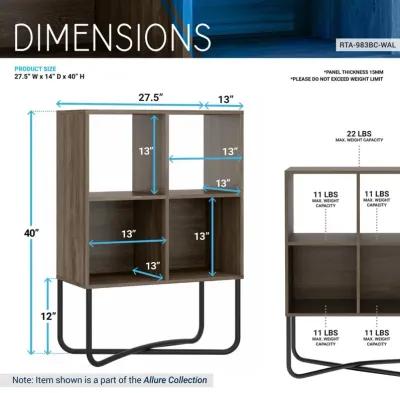 Techni Mobili Modern Geometric Bookcase, Walnut