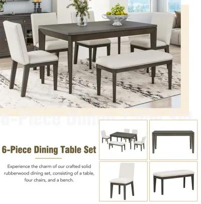 Merax Farmhouse Style 6-Piece Dining Table Set