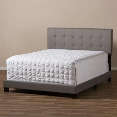 Baxton Studio Brookfield Modern and Contemporary Grey Fabric Upholstered Grid-tufting Queen Size Bed