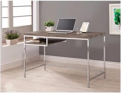 Sleek And Elegant Writing Desk With Shelf, Gray - Benzara