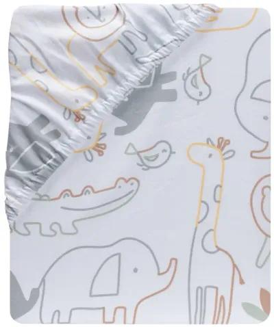 Lambs & Ivy Jungle Story 100% Cotton Safari Baby Fitted Crib Sheet - White