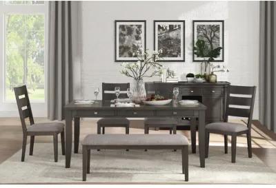 Transitional Look Gray Finish Wood Framed 1 Piece Bench Fabric Upholstered Seat Casual Dining Furniture