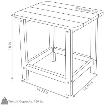 Sunnydaze 14.75 in Adirondack All-Weather HDPE Patio Side Table