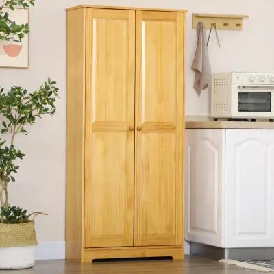 Pinewood Kitchen Pantry: 67" Freestanding Cabinet with Shelves